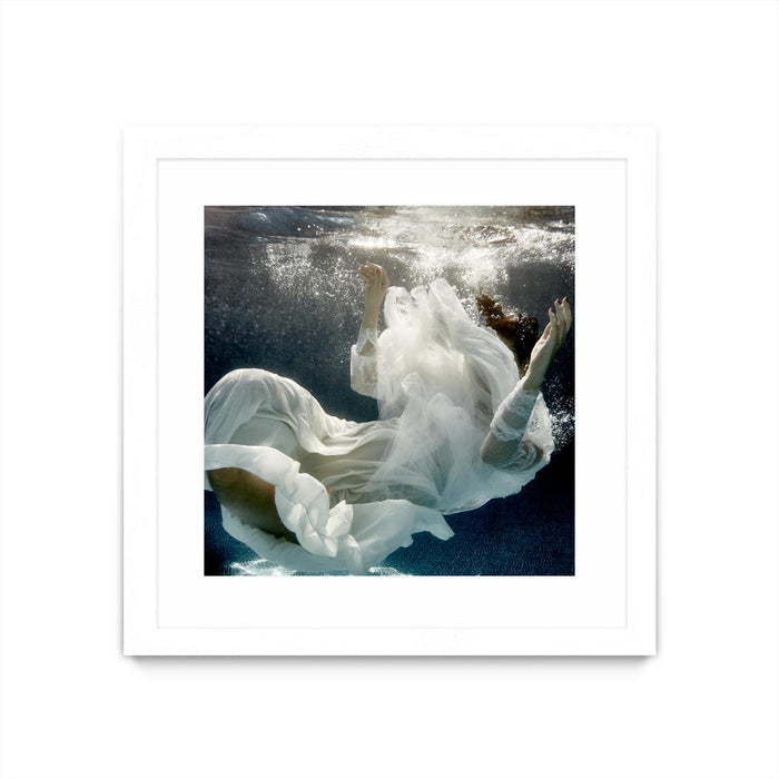 \"Float 3\" Matted and Framed White 36x36 Wall Art