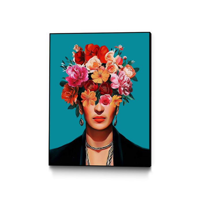 \"Frida's Flowers\" Canvas Framed Black 30x40 Wall Art