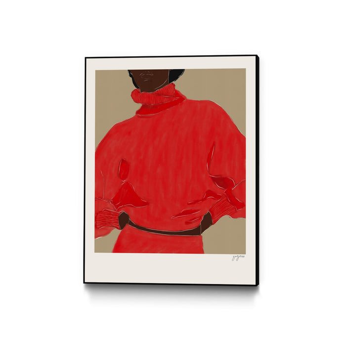 \"Woman In Red\" Canvas Framed Black 30x40 Wall Art