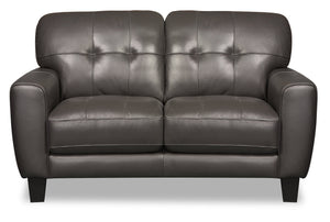 Curt Genuine Leather Loveseat - Grey