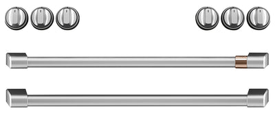 Café Induction Range Brushed Stainless Steel Knobs and Handles Set - CXFCHHKPMSS - Accessory Kit in Brushed Stainless