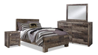 Derekson 6pc Bedroom Set with Panel Bed, Dresser, Mirror & Nightstand, Grey - Full Size