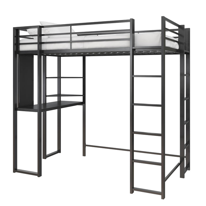 Dorel Home Atwater Living Alix Twin Metal Loft Bed with Desk - Black