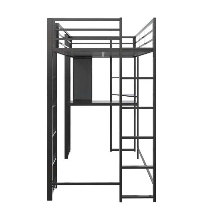 Dorel Home Atwater Living Alix Twin Metal Loft Bed with Desk - Black