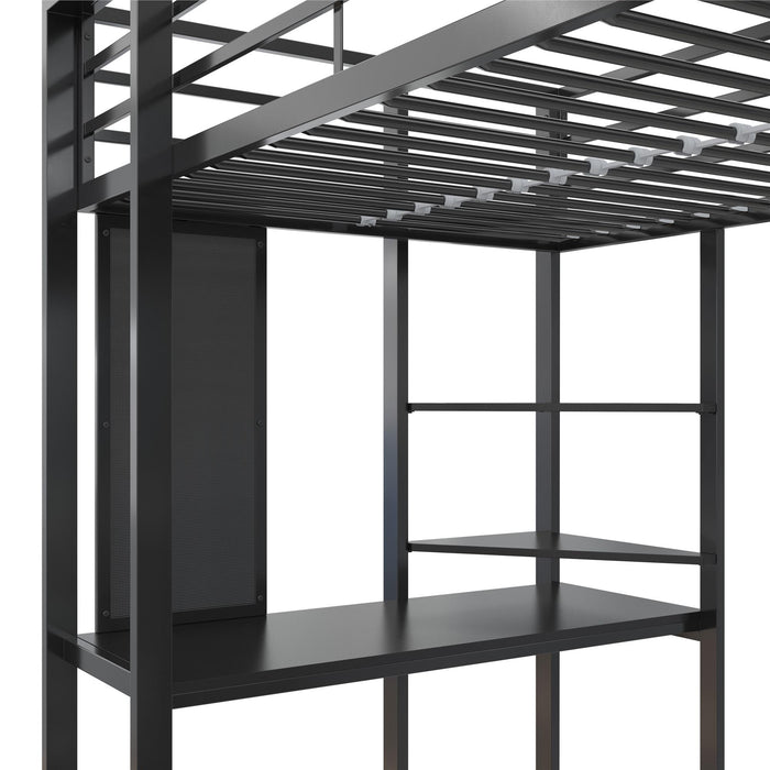 Dorel Home Atwater Living Alix Twin Metal Loft Bed with Desk - Black