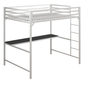 Dorel Home Atwater Living Mason Metal Full Loft Bed with Desk - White