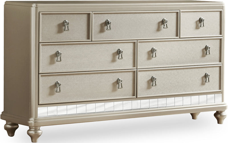 Diva Dresser - Glam style Dresser in Silver Hardwood Solids and Birch Veneers