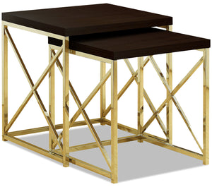 Emery Nesting Table - Cappuccino and Gold