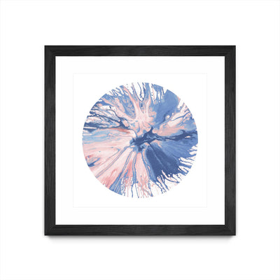 "Spin Art 21" Matted and Framed Black 30x30 Wall Art