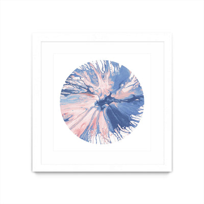 "Spin Art 21" Matted and Framed White 36x36 Wall Art