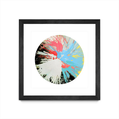 "Spin Art 10" Matted and Framed Black 30x30 Wall Art