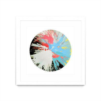 "Spin Art 10" Matted and Framed White 36x36 Wall Art