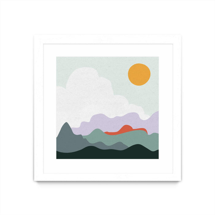 \"Mountainous I\" Matted and Framed White 36x36 Wall Art