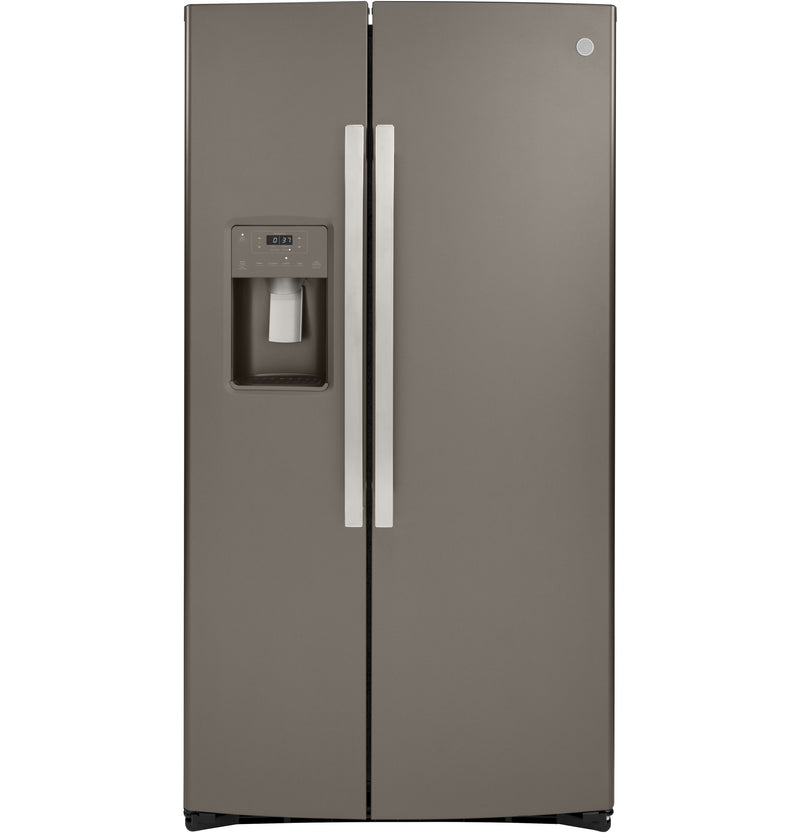 GE 21.8 Cu. Ft. Counter-Depth Side-by-Side Refrigerator - GZS22IMNES - Refrigerator in Fingerprint Resistant Slate
