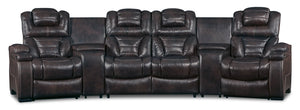 Hugo 5-Piece Genuine Leather Curved Power Reclining Sectional - Brown