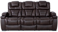 Hugo Genuine Leather Power Reclining Sofa - Brown 