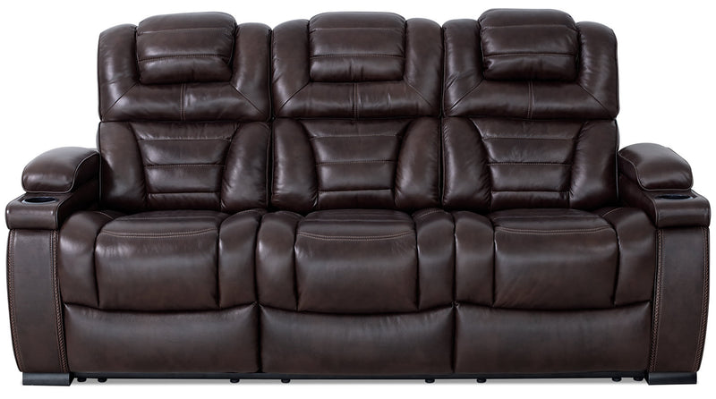 Hugo Genuine Leather Power Reclining Sofa – Brown - Contemporary style Sofa in Brown