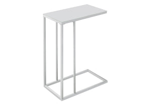 White Metal with Frosted Tempered Glass Accent Table