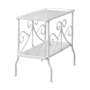 White Metal with Tempered Glass Accent Table
