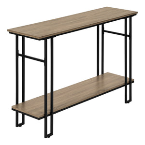 Dark Taupe Wood-Look and Black Metal Console Table