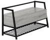 Grey Wood-Look and Black Metal Bench