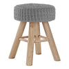 Grey Knit and Natural Ottoman