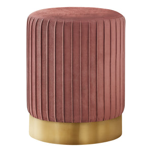 Dark Pink Velvet and Gold Ottoman