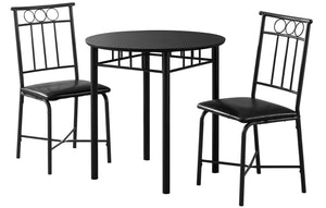 Small 3-Piece Round Dining Package - Black