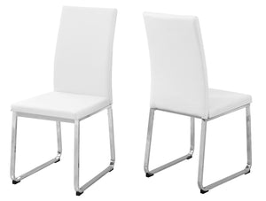 2pcs White Leather-look Chrome Dining Chair