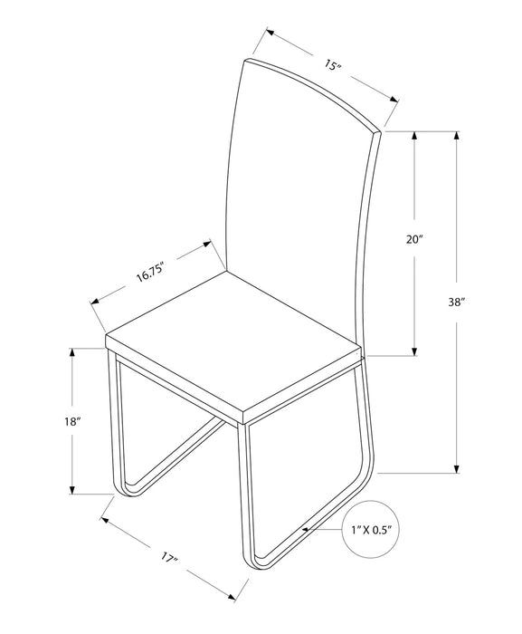 2pcs Grey Leather-look Chrome Dining Chair
