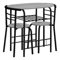 3pcs Grey Top Black Metal Dining Set