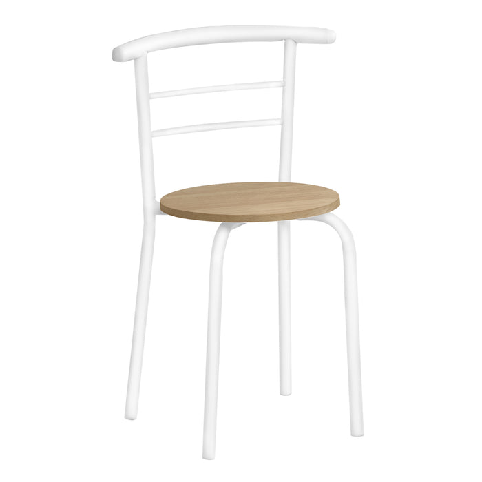 3pcs Natural Top White Metal Dining Set