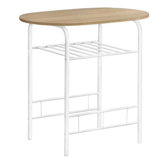3pcs Natural Top White Metal Dining Set