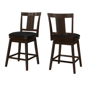 Espresso Black Leather-Look Bar Stool - Set of 2