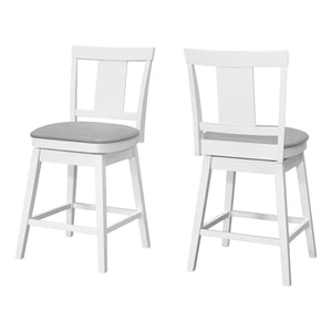 White Grey Leather-Look Bar Stool - Set of 2
