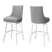 White Grey Leather-Look Bar Stool - Set of 2