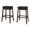 Espresso Black Leather-Look Brass Bar Stool - Set of 2