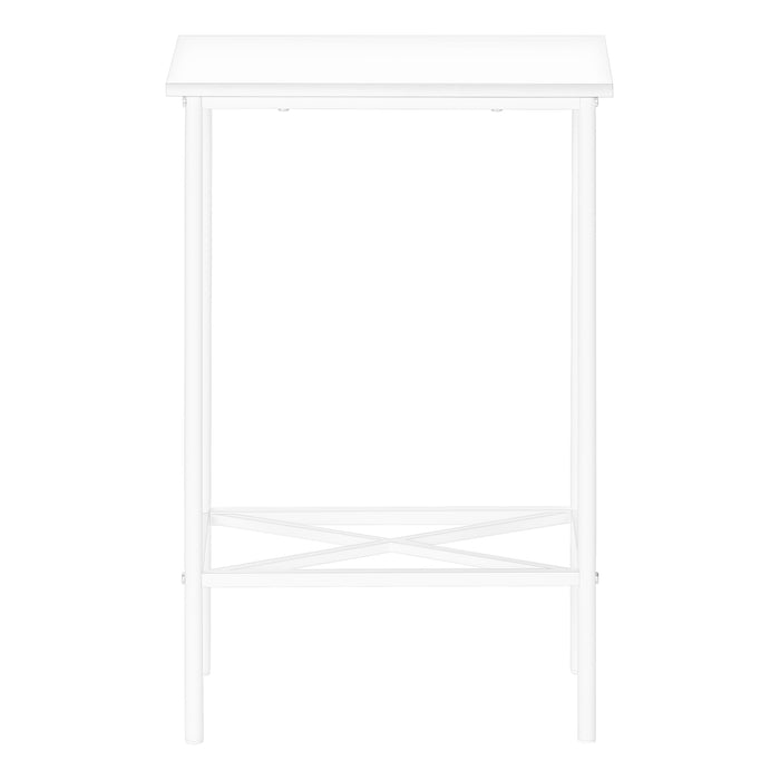 White Narrow Metal Side Table
