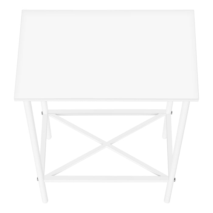 White Narrow Metal Side Table