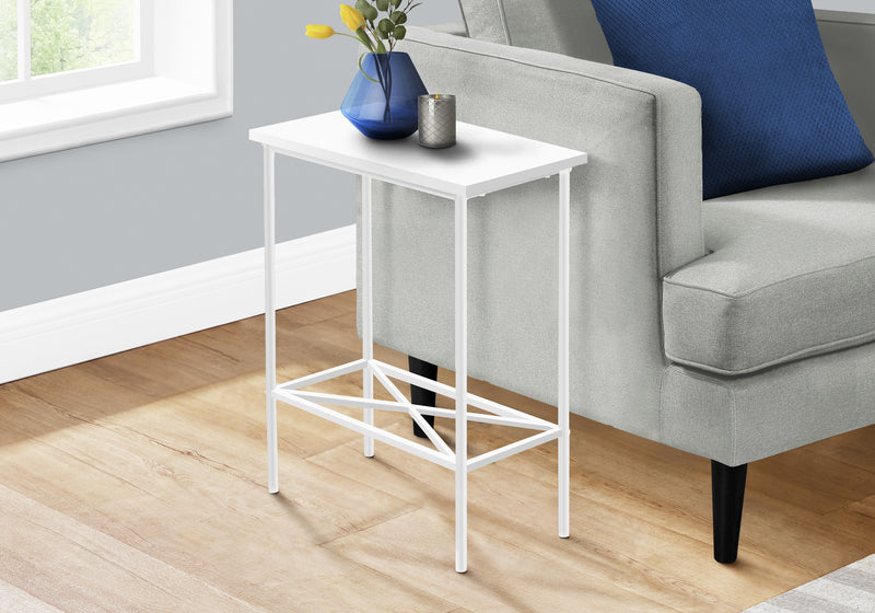 White Narrow Metal Side Table