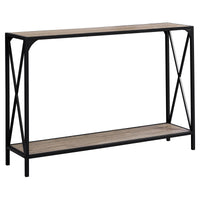 Dark Taupe Wood-look Black Metal Console Table