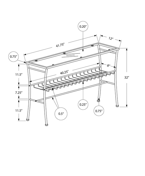 Silver tempered Glass Hall Console Accent Table