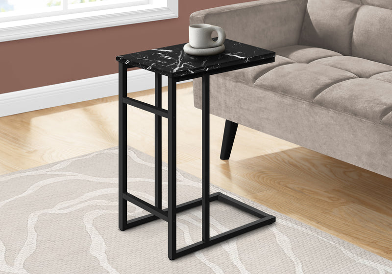 Black Marble Black Metal Accent Table