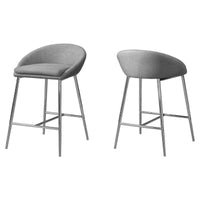 Grey Fabric Chrome Counter-Height Bar Stool - Set of 2