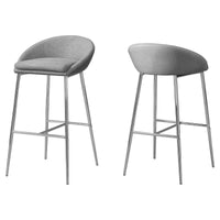 Grey Fabric Chrome Base Bar Stool - Set of 2