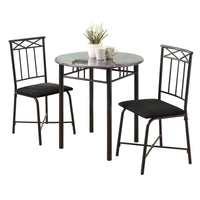 3pcs Set Grey Marble Charcoal Metal Dining Set