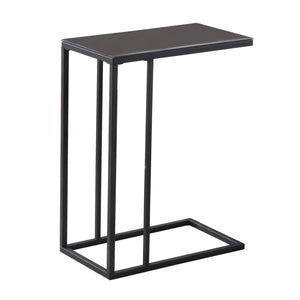 Black Metal Black Tempered Glass Accent Table