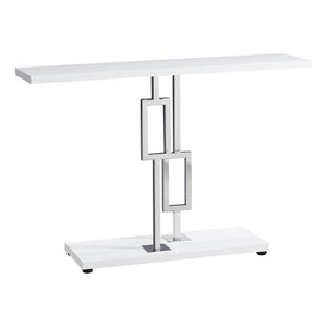 Glossy White Chrome Metal Accent Table