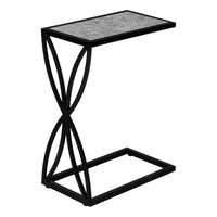 Grey Stone-look Black Metal Accent Table