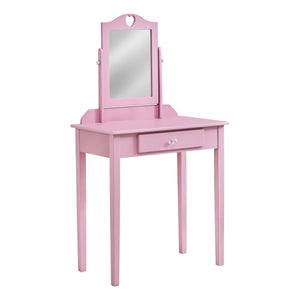 Pink Mirror And Storage Drawer Vanity